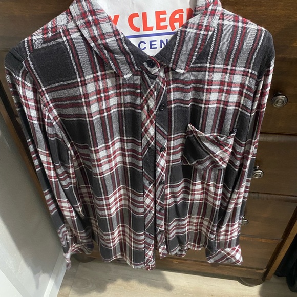 Rails plaid button down in small. Black and maroon. - Picture 1 of 3
